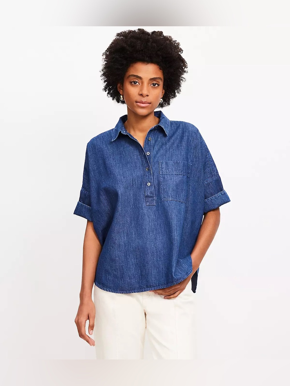 LOFT Dark blue Denim Shirt Women’s Medium